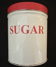 Tala VINTAGE metal sugar canister : white with red lid