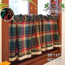 Short Plaid Curtains Kitchen