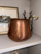 Copper/brass Pot with Double Porcelain Handles