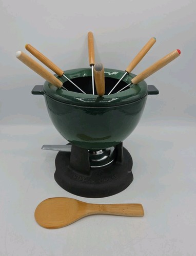 Cast iron fondue set enamel - cast,