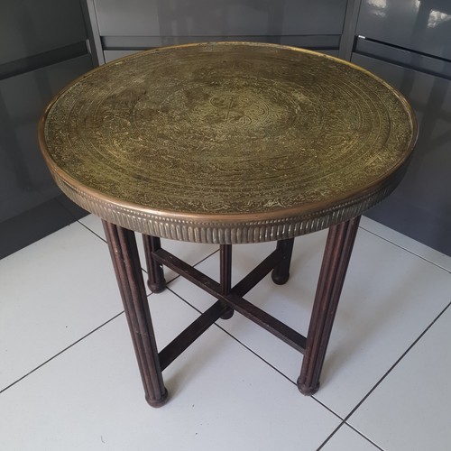 Vintage brass moroccan table - vintage,