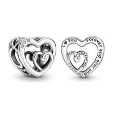 Genuine Sterling Silver 925 Mum I Love You Forever Love Heart Charm Bead