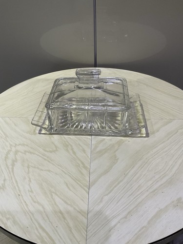 Butter dish and lid pressed - and,