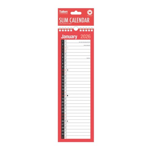2026 slim calendar - calendar, spiral