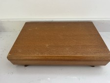 Vintage Oak Cutlery Canteen Box Empty Red Lining Storage