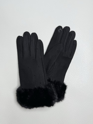 Elegant black winter gloves - winter,