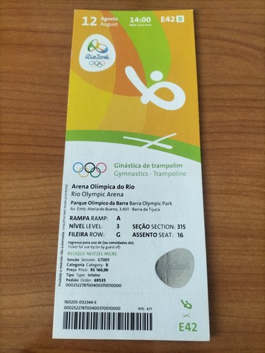 Used ticket olympic 2016 - used, 12/08