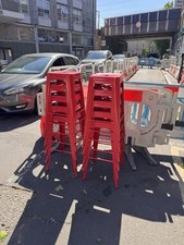 TOLIX/10 Red Industrial Metal Bar Stools
