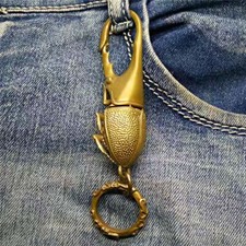 Brass Beetle Insect Statue Keychain Pendant Car Diy Gift Exquisite Keychain