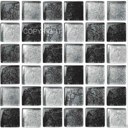 Black glass metallic mosaic - black,