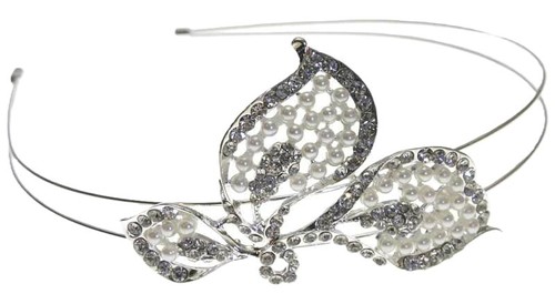 Vintage pearl crystal leaf - vintage,