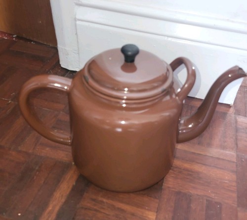 Vintage brown enamel large - brown,