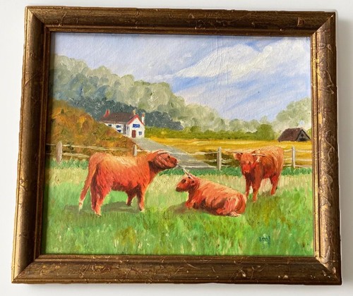 Vintage oil painting highland - vintage,