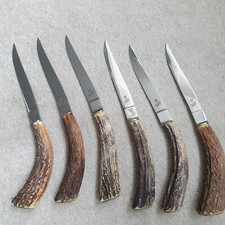 Rare Vintage Germany Zwilling J.A Henckels Friodur 6 Stag handle Steak Knifes