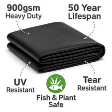 Heavy Duty EPDM Pond Liner 900 GSM 1mm Rubber Flexible Durable Koi Garden Ponds