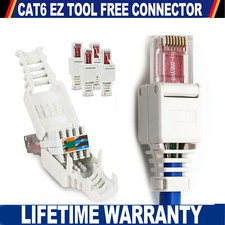 RJ45 CAT6 Easy Ethernet Cable Connector Plug POE CCTV  Tool & Crimp Free Lot EZ 