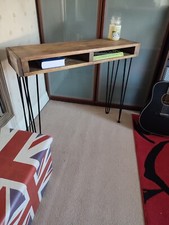 Narrow Unique Rustic Hall Table with storage made from Reclaimed Industrial Wood