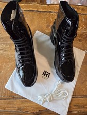 New iRi NY Unisex Black Patent Leather Boot. Made In ITALY. Size 46. US Men's 13