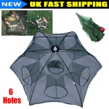 6 Holes Fishing Net Shrimp Cage Foldable Crab Fish Minnow Prawn Trap Dip Cast