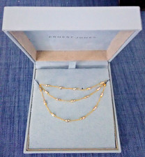 NEW IN BOX ERNEST JONES 9CT GOLD TWO TONE DIAMOND CUT 2MM BEADS 18" NECKLACE 