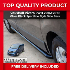 FITS VAUXHALL VIVARO 14>19 BLACK SPORTLINE SIDE BARS LWB STEEL POWDER COATED