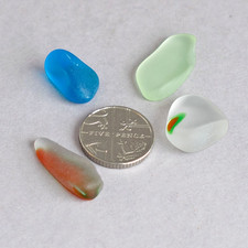 SEAHAM SEA GLASS Large Pieces MULTI & FLUORESCENT Ideal for Pendants/Jewellery