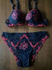 Lise Charmel Black & Red Bra With Matching Briefs