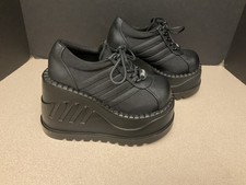 New! Womens Demonia STOMP-08 Black Vegan Leather Platform Boots. Size 7. Nice!