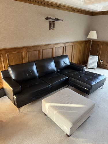 Genuine leather black - black, corner