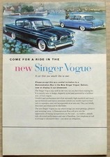 SINGER VOGUE SALOON Car Sales Leaflet Brochure c1961 #803/H Dealer Invitation