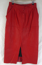 Leather Concessionaries Real Leather Skirt Vintage Red Size 32 Inch Waist