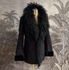 Statement Afghan Coat Vintage Jasper Conran 14 Suede Jacket Real Mongolian Fur