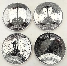 Rob Ryan Salad Plate Set 4 Four Seasons Black White This Was Our Place Dessert