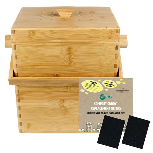 Wooden bamboo compost caddy - wooden,