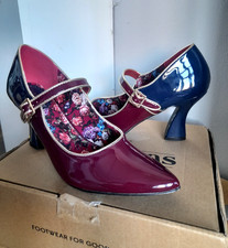 Joe Browns Mary Jane patent shoes ladies uk size 8 bnib navy burgundy occasion