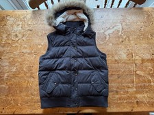 WOMENS FAT FACE GREY BODYWARMER JACKET UK 16 LARGE PUFFER VEST GILET FAUX FUR