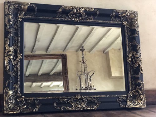 Matt black large overmantle - black,