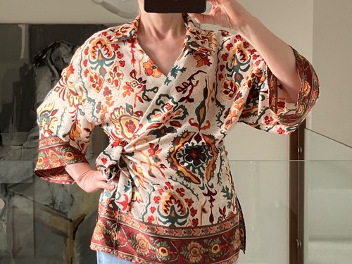 Zara satin wrap kimono top - satin,