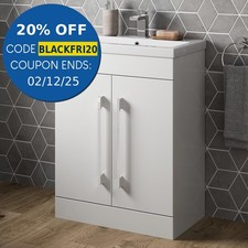 Freestanding Vanity Unit Bathroom Cabinet Furniture Basin Gloss 600mm White