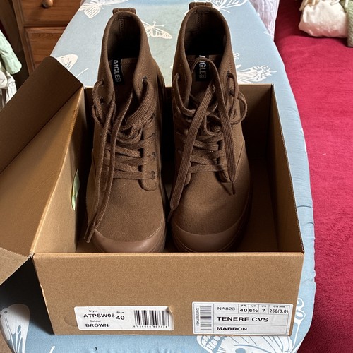 Aigle brown canvas ankle - canvas, boots