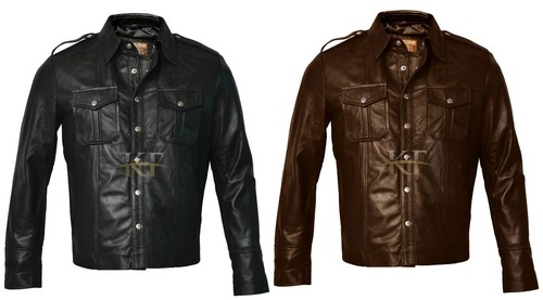 Mens real black leather police - real,