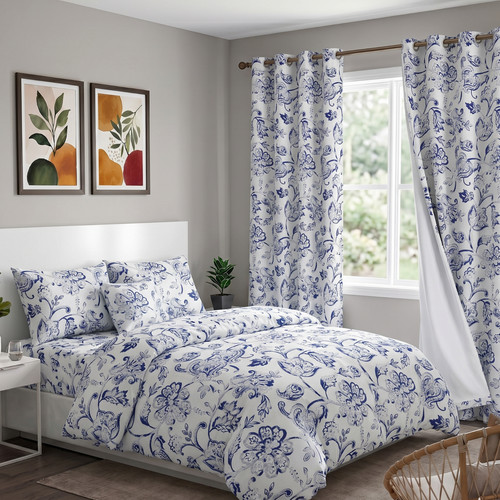 Floral print blackout curtains - floral,