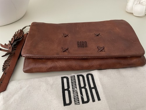Biba brown leather purse - leather, /