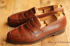 Crockett & Jones Lincoln Brown Leather Shoes Penny Loafers Men's UK 10.5 F