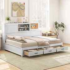 Daybed Frame Double Guest Bed with Sliding Door Cabinet