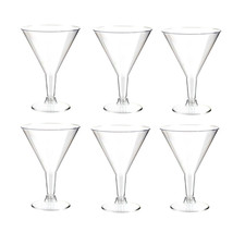 Plastic Martini Glasses Clear Cocktail 200ml Disposable Reusable Party Glass