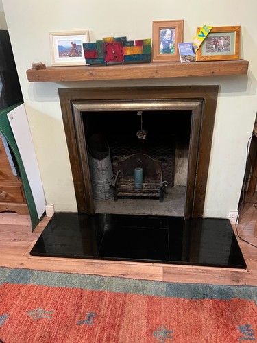 Polished black granite hearth - polished,