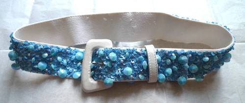 Blue sequined belt waist - blue,