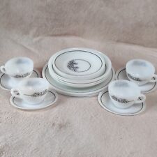Termocriso Milk Glass Plates X4 Shallow Bowls X4 Side Plates X4 Tea Cups Saucers