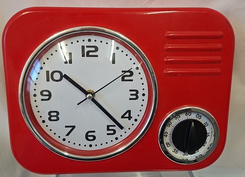 Retro style red - battery, clock